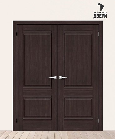 Двойная межкомнатная дверь с экошпоном Прима-2 Wenge Melinga 400+400х2000 мм