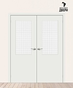 Двойная межкомнатная дверь с покрытием винил Браво-7 Super White/Wired Glass 12,5