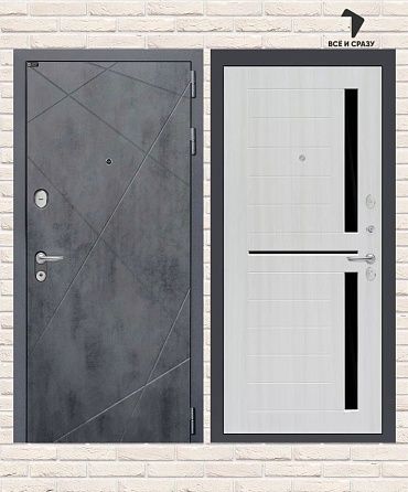 Входная дверь LOFT 02 — Сандал белый, стекло черное 205х88 Левая