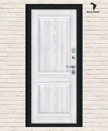 Металлическая дверь Некст Kale Букле чёрное/Riviera Ice