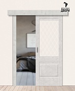 Межкомнатная дверь-купе с экошпоном Прима-3 Look Art/White Сrystal