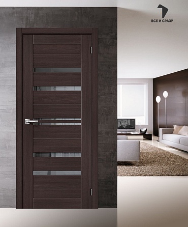 Межкомнатная дверь с экошпоном Браво-30 Wenge Melinga/Mirox Grey