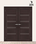 Двойная межкомнатная дверь с экошпоном Браво-28 Wenge Melinga/Magic Fog