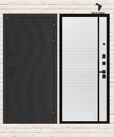 Входная дверь ВУЛКАНО 22 — Белый софт, черная вставка 205х88 Левая