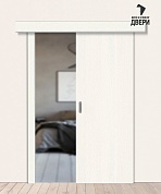 Межкомнатная дверь-купе с экошпоном Браво-0 White Wood