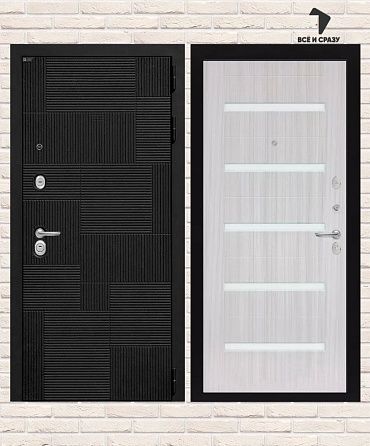 Входная дверь PAZL 01 — Сандал белый, стекло белое 205х88 Левая