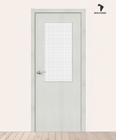 Межкомнатная дверь с экошпоном Браво-7 Bianco Veralinga/Wired Glass 12,5 400х2000 мм