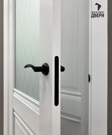 Межкомнатная дверь с экошпоном Прима-3 Snow Melinga/White Сrystal
