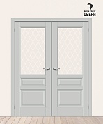 Двойная межкомнатная дверь Эмалит Неоклассик-35 Grey Matt/White Сrystal