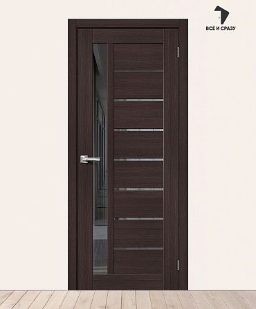 Межкомнатная дверь с экошпоном Браво-27 Wenge Melinga/Mirox Grey 600х2000 мм