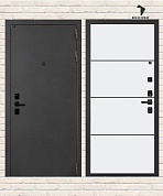 Входная дверь АКУСТИК 25 — Белый софт, черный молдинг