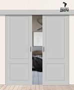 Межкомнатная двойная дверь-купе с покрытием винил Граффити-12 Grey Pro