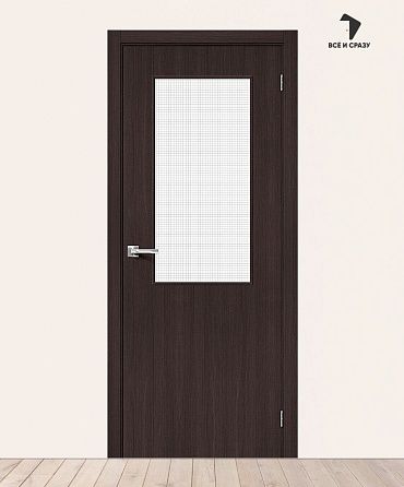 Межкомнатная дверь с экошпоном Браво-7 Wenge Melinga/Wired Glass 12,5 400х2000 мм