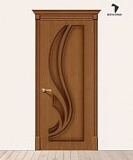 Межкомнатная шпонированная дверь Лилия Орех файн-лайн