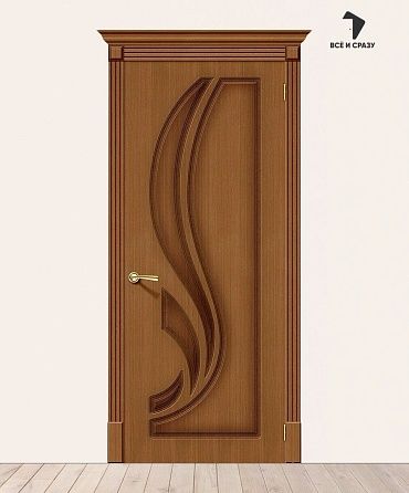 Межкомнатная шпонированная дверь Лилия Орех файн-лайн 550х1900 мм