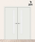 Двойная межкомнатная дверь с покрытием винил Браво-9 Super White/Wired Glass 12,5