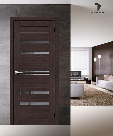 Межкомнатная дверь с экошпоном Браво-30 Wenge Melinga/Mirox Grey