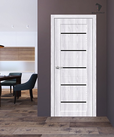 Межкомнатная дверь с экошпоном Мода-22 Black Line Riviera Ice