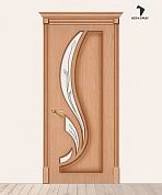 Межкомнатная шпонированная дверь Лилия со стеклом Дуб файн-лайн