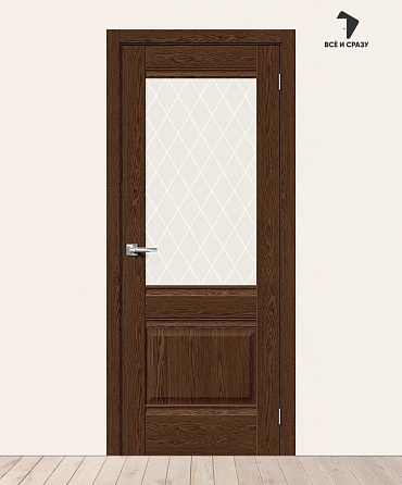 Межкомнатная дверь с экошпоном Прима-3 Brown Dreamline/White Сrystal 600х2000 мм