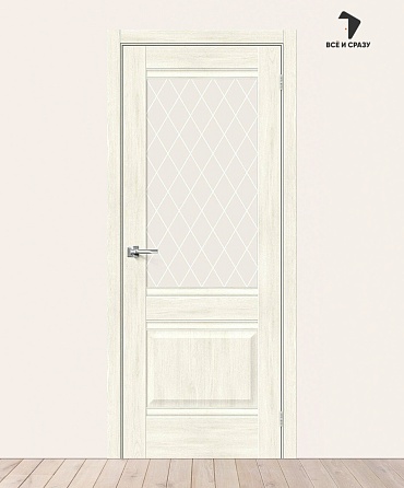 Межкомнатная дверь с экошпоном Прима-3 Nordic Oak/White Сrystal 600х2000 мм