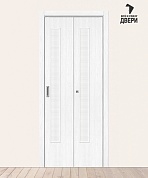 Межкомнатная складная дверь с экошпоном Браво-9 Snow Melinga/Wired Glass 12,5