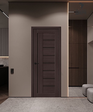 Межкомнатная дверь с экошпоном Браво-29 Wenge Melinga/Black Shine