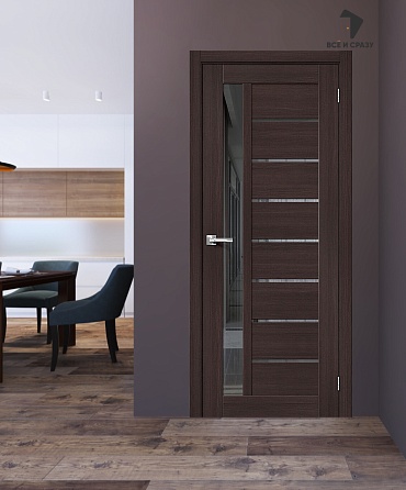 Межкомнатная дверь с экошпоном Браво-27 Wenge Melinga/Mirox Grey