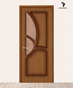 Межкомнатная шпонированная дверь Греция со стеклом Орех файн-лайн