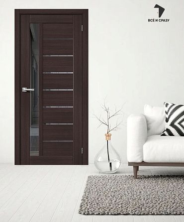 Межкомнатная дверь с экошпоном Браво-27 Wenge Melinga/Mirox Grey