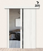 Межкомнатная дверь-купе с экошпоном Браво-1.55 White Dreamline/Mirox Grey