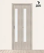 Межкомнатная складная дверь с экошпоном Браво-9 Cappuccino Melinga/Wired Glass 12,5