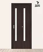 Межкомнатная складная дверь с экошпоном Браво-9 Wenge Melinga/Wired Glass 12,5