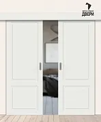 Межкомнатная двойная дверь-купе с покрытием винил Граффити-12 Super White