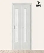 Межкомнатная складная дверь с экошпоном Браво-9 Bianco Veralinga/Wired Glass 12,5