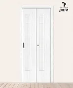 Межкомнатная складная дверь с экошпоном Браво-9 Snow Melinga/Wired Glass 12,5
