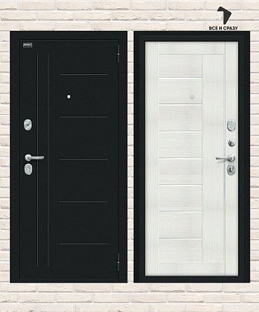 Металлическая дверь Проф Букле чёрное/Bianco Veralinga 205х86 Левая
