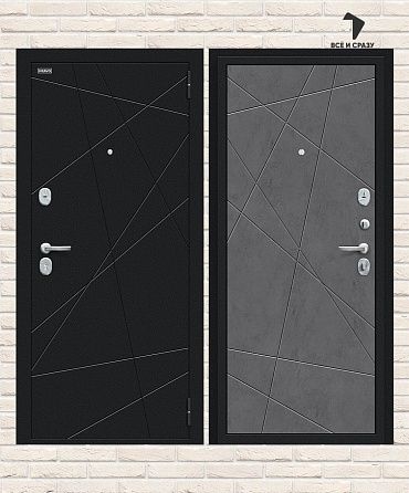 Металлическая дверь Граффити-5 Букле черное/Slate Art 205х86 Левая