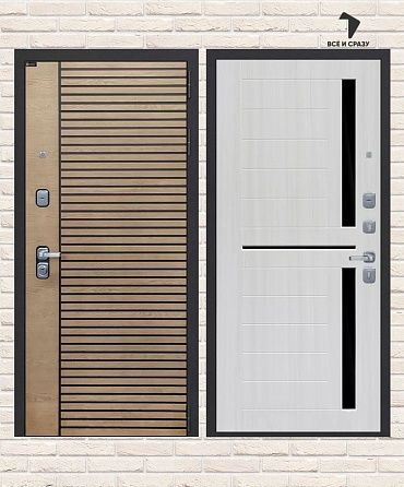 Входная дверь RITM 02 — Сандал белый, стекло черное 205х88 Левая