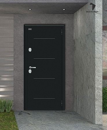 Металлическая дверь Thermo Лайн Букле чёрное/Wenge Veralinga