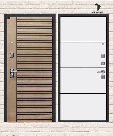 Входная дверь RITM 25 — Белый софт, черный молдинг 205х88 Левая