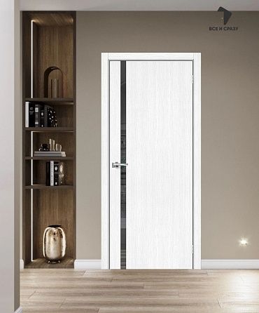 Межкомнатная дверь с экошпоном Браво-1.55 Snow Melinga/Mirox Grey