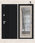 Металлическая дверь Thermo Флэш Декор-2 Букле чёрное/Cappuccino Veralinga