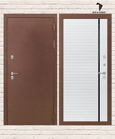 Входная дверь ТЕРМО МАГНИТ 22 — Белый софт, черная вставка 205х88 Левая