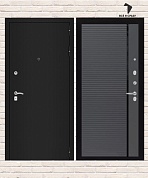 Входная дверь CLASSIC Шагрень черная 22 — Графит софт, черная вставка