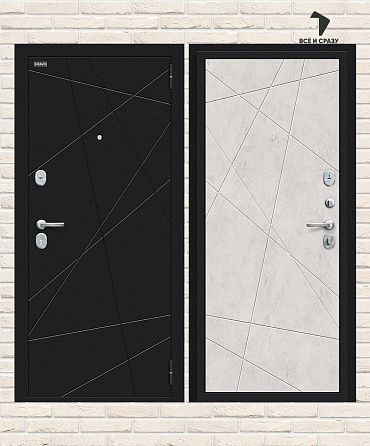 Металлическая дверь Граффити-5 Букле черное/Look Art 205х86 Левая