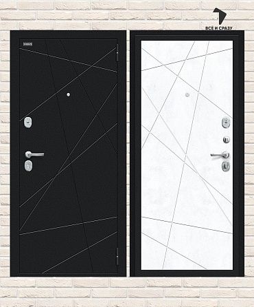 Металлическая дверь Граффити-5 Букле черное/Snow Art 205х86 Левая
