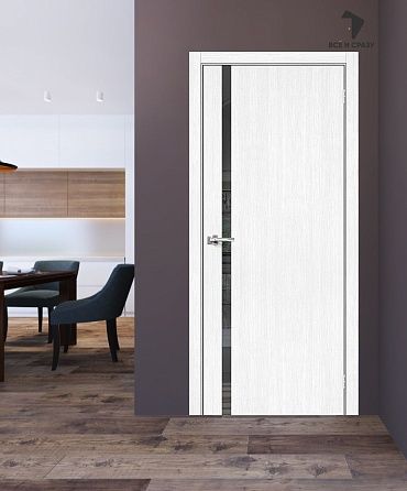 Межкомнатная дверь с экошпоном Браво-1.55 Snow Melinga/Mirox Grey