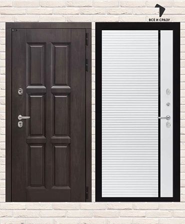 Входная дверь ТЕРМО ЛОНДОН 22 — Белый софт, черная вставка 205х88 Левая