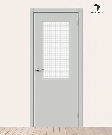 Межкомнатная дверь с покрытием винил Браво-7 Grey Pro/Wired Glass 12,5 400х2000 мм